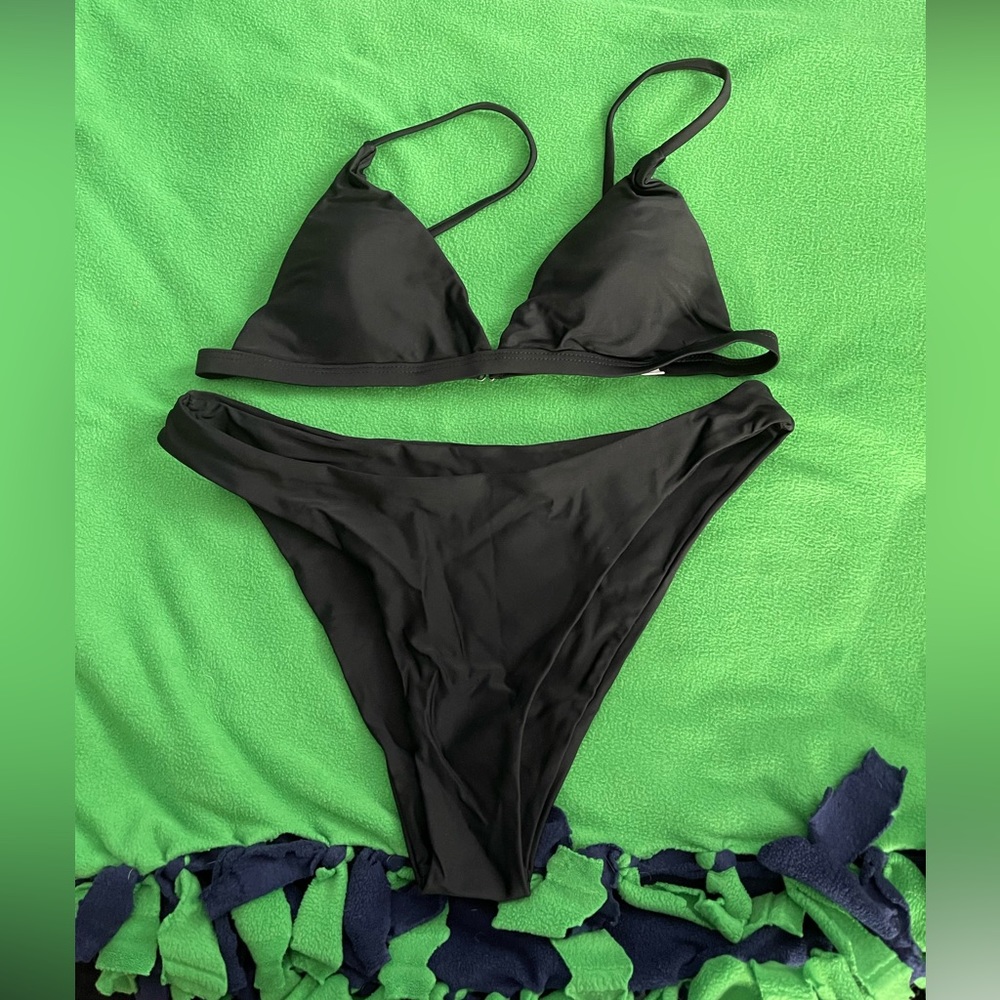 Aurelle black triangle bikini set